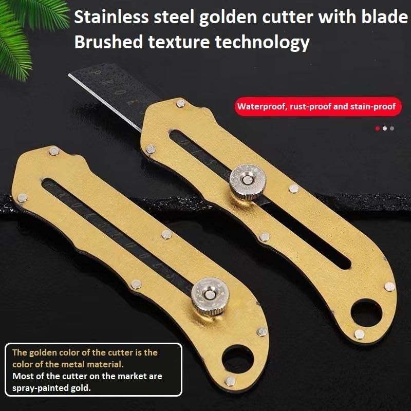 Dizgoy Retractable Stainless Steel Utility Knife With Blades - Simple Portable Heavy Duty Retractable Box Cutter For School, Office, Student- 18mm Wider Sharp Blade with Finger Grip (Gold) - Image 4