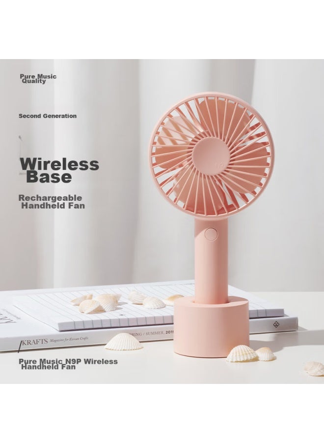 Solove N9pro Handheld Fan, Usb Rechargeable, Small Fan With Base, Portable, Summer Outdoor High-power, Student Desktop, Long Battery Life, Quiet Fan, Pink - Image 1