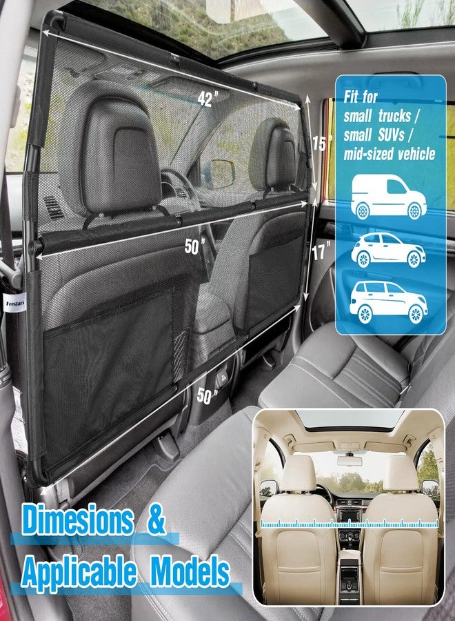 Feestars 50" Dog Barrier for Truck Car, Pet Net Barrier for Car, SUV Dog Barrier for Cargo Area, Back Seat Car Gate with See Through Net Mesh - Image 2