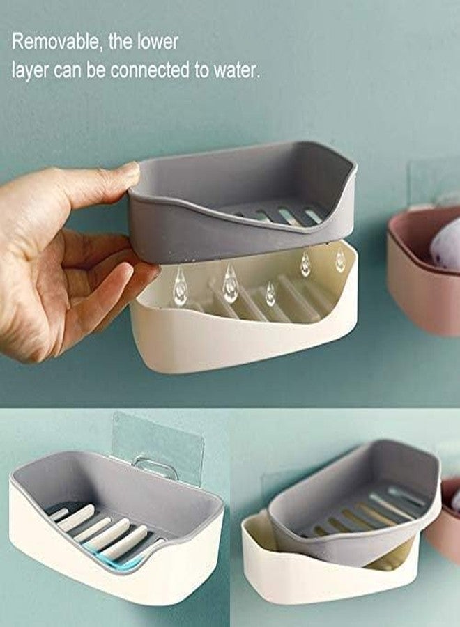 MVM Enterprise Soap Stand Wave for Home, Bathroom, wash Basin, Toilet Leak Proof Self Draining Double Layers ABS Soap Stand Wave Wall Mounted Self-Adhesive Soap Dish Holder Organiser Rack (1 pcs) - Image 4