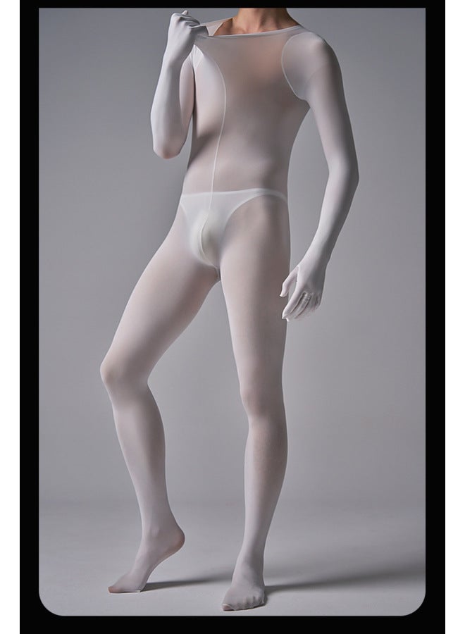 Men's Large Size Rear-off Full-body Socks Full-cover Silk Stockings Velvet Five-finger Black Silk Pants