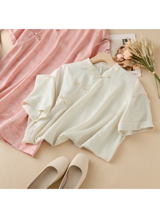 XINYANG Cheongsam Dress 2025 Summer Chinese Style Modified Diagonal Front Heavy Work Patch Short Sleeve Draping Dress - Image 4