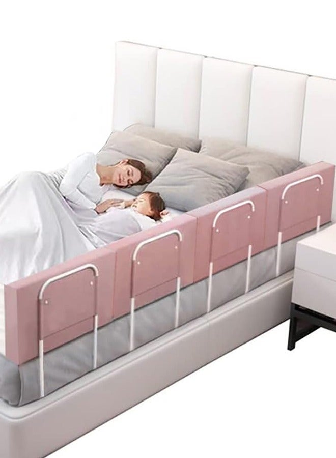 JCB CHIC درابزين سرير للأطفال الصغار، واقي درابزين سرير للأطفال، واقي سياج ناعم معزز للسلامة، حاجز حماية للسرير قابل لتعديل الارتفاع، حاجز حماية لسلامة السرير، خالٍ من اللكمات (50 × 28 سم، وردي - 4 قطع) - Image 1