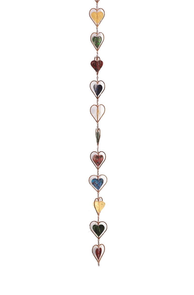 Ancient Graffiti Multicolor Heart Rain Chain, 4" x 96" x 4" - Image 1