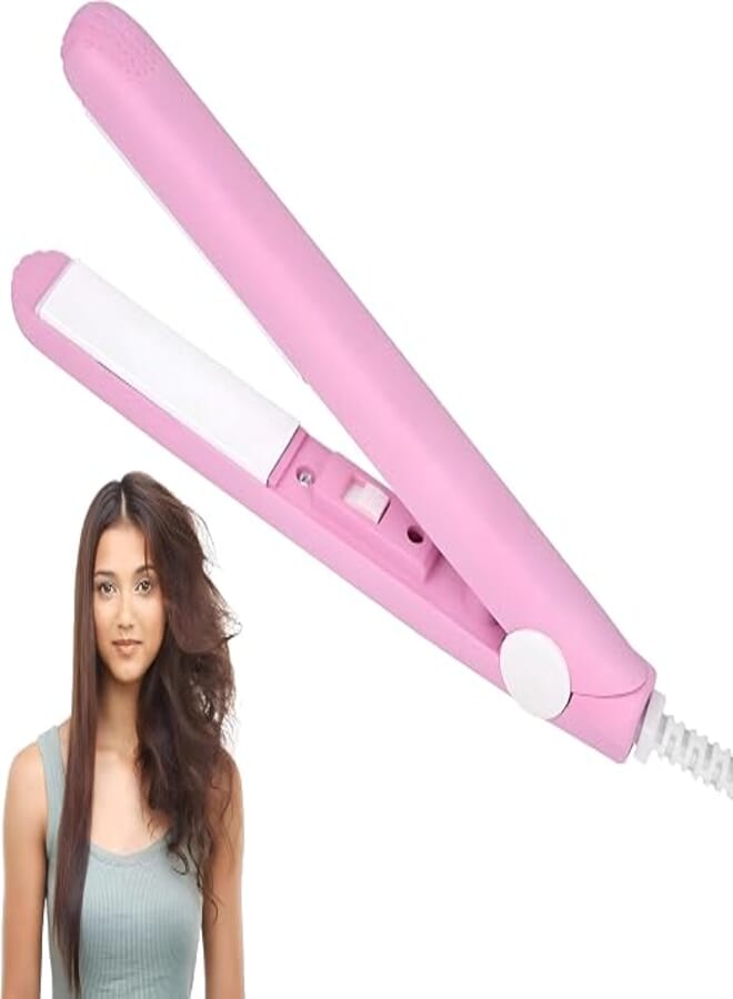 Ceramic Hair Iron,Very Small Size,Designed for Trips and Travels,Ultra High Temperature -Box for Saving On The Go,Best Product Supplier Al-Israa (Pink)