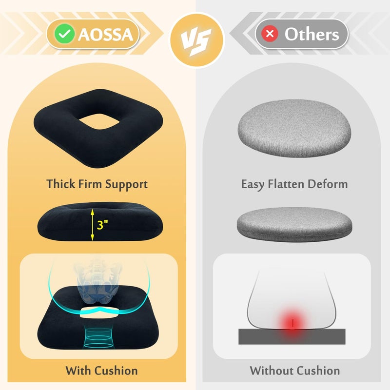 AOSSA Bed Sore Cushions for Butt Positioning Pillow, Pressure Ulcer Cushion, Donut Pressure Relief Pillow for Sleeping Position Wedge After Surgery Turning Back Body Leg Support Medical Seat Cushion - Image 3