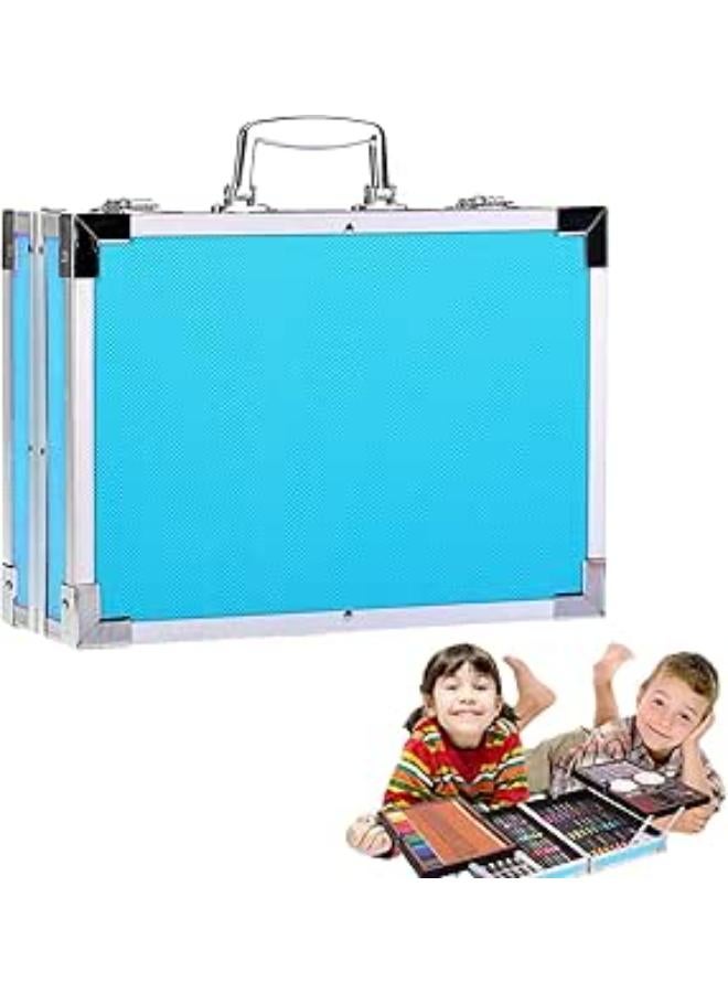 Limily Drawing and Painting Set, Colourful Artistic Painting Utensils, Oil Pen, 145 Piece Colouring Pencils, Art Drawing, Stationery, Gift Box Made of Aluminium for Sketching and Painting