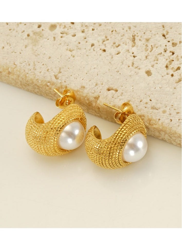 xozgdovg Titanium steel French light luxury earrings  - Image 3