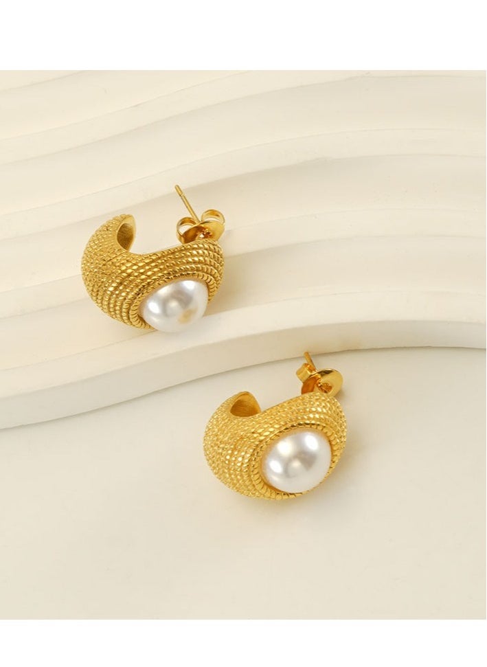 xozgdovg Titanium steel French light luxury earrings  - Image 2