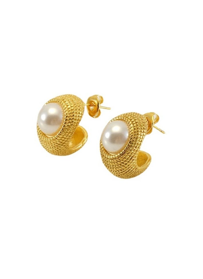 xozgdovg Titanium steel French light luxury earrings  - Image 1