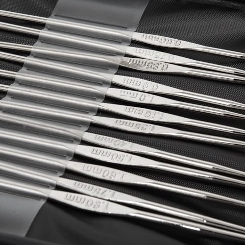 VERAT 22 Pcs Crochet Hook Set with Zipper Case – Steel & Aluminum Knitting Needles Kit (0.6mm–6.5mm) for Beginners & Professionals | Ergonomic Crochet Hooks for Yarn, Sewing & Craft DIY - Image 4