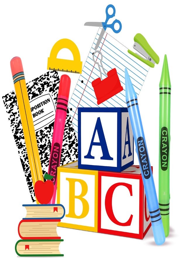 Resholder 14 Pcs Giant School Theme Party Decorations ABC Alphabet Party Favor Box Large Inflatable Pencil Crayon for Celebration Back to School Birthday Decoration - Image 1