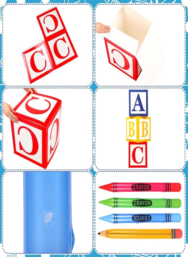 Resholder 14 Pcs Giant School Theme Party Decorations ABC Alphabet Party Favor Box Large Inflatable Pencil Crayon for Celebration Back to School Birthday Decoration - Image 3