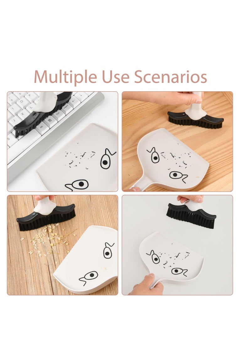 Generic - Small Table Broom and Dustpan Set, Mini Dust Pan with Brush Set Cute Hand Dustpan Table Top Brush Table Crumb Sweeper Broom for Desktop Keyboard Sweep Cars Pet Nest Home Sofa Kitchen - Image 1