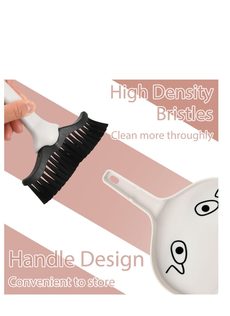 Generic - Small Table Broom and Dustpan Set, Mini Dust Pan with Brush Set Cute Hand Dustpan Table Top Brush Table Crumb Sweeper Broom for Desktop Keyboard Sweep Cars Pet Nest Home Sofa Kitchen - Image 1