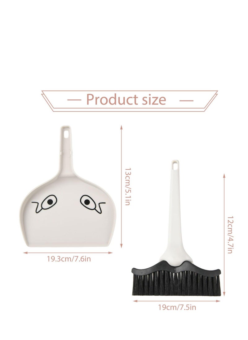 Generic - Small Table Broom and Dustpan Set, Mini Dust Pan with Brush Set Cute Hand Dustpan Table Top Brush Table Crumb Sweeper Broom for Desktop Keyboard Sweep Cars Pet Nest Home Sofa Kitchen - Image 1