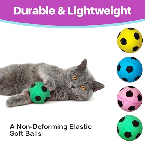 SPOT Sponge Soccer Ball Cat Toys - Interactive and Colorful Plush Toy, Fun for Cats and Kittens to Bat and Chase, Keep Cats Entertained - 1.5" Assorted 4- Pack - Image 3