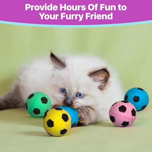 SPOT Sponge Soccer Ball Cat Toys - Interactive and Colorful Plush Toy, Fun for Cats and Kittens to Bat and Chase, Keep Cats Entertained - 1.5" Assorted 4- Pack - Image 5