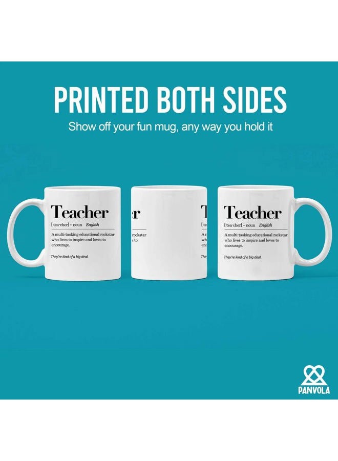 Panvola Teacher Definition Mug Appreciation Gifts from Students End of the Year Gift to Professor Ceramic Cup 11oz White 11 oz - Image 3