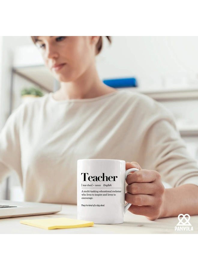 Panvola Teacher Definition Mug Appreciation Gifts from Students End of the Year Gift to Professor Ceramic Cup 11oz White 11 oz - Image 4