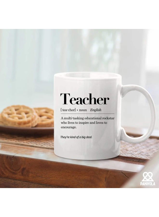 Panvola Teacher Definition Mug Appreciation Gifts from Students End of the Year Gift to Professor Ceramic Cup 11oz White 11 oz - Image 5