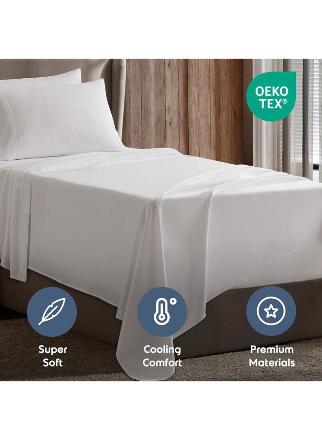 Nestl Bedding 3 Piece Sheet Set - 1800 Deep Pocket Bed Sheet Set - Hotel Luxury Double Brushed Microfiber Sheets - Deep Pocket Fitted Sheet, Flat Sheet, Pillow Cases, Twin XL - White - Image 5