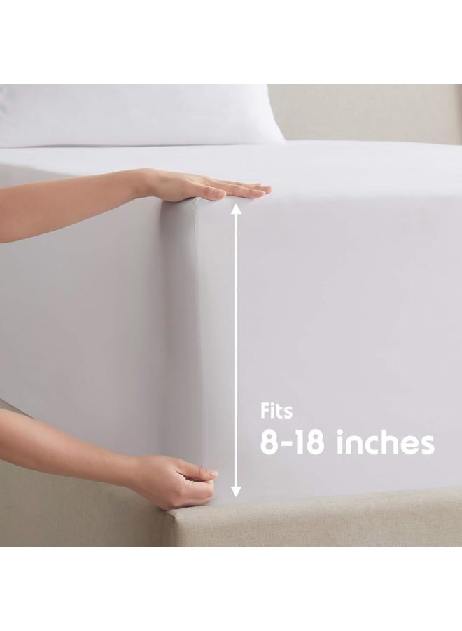 Nestl Bedding 3 Piece Sheet Set - 1800 Deep Pocket Bed Sheet Set - Hotel Luxury Double Brushed Microfiber Sheets - Deep Pocket Fitted Sheet, Flat Sheet, Pillow Cases, Twin XL - White - Image 4
