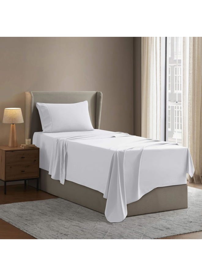 Nestl Bedding 3 Piece Sheet Set - 1800 Deep Pocket Bed Sheet Set - Hotel Luxury Double Brushed Microfiber Sheets - Deep Pocket Fitted Sheet, Flat Sheet, Pillow Cases, Twin XL - White - Image 1