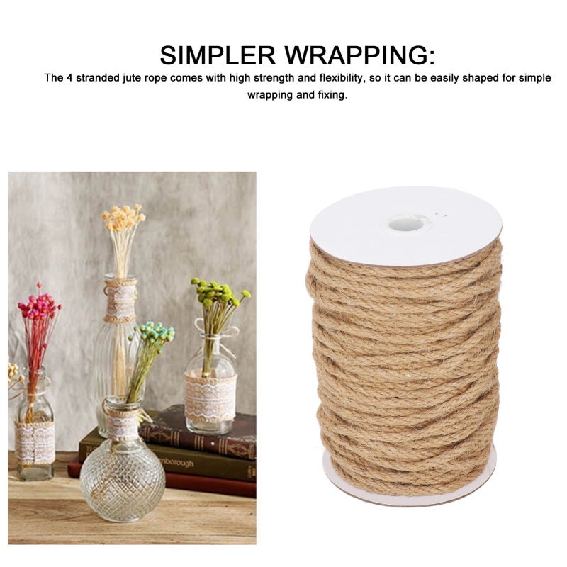 Jute Twine 50m Length 5mm Diameter Premium Natural Fiber - High Strength Flexible Cord Crafting Material for DIY Projects Home Decoration Handmade Jewelry - Image 2