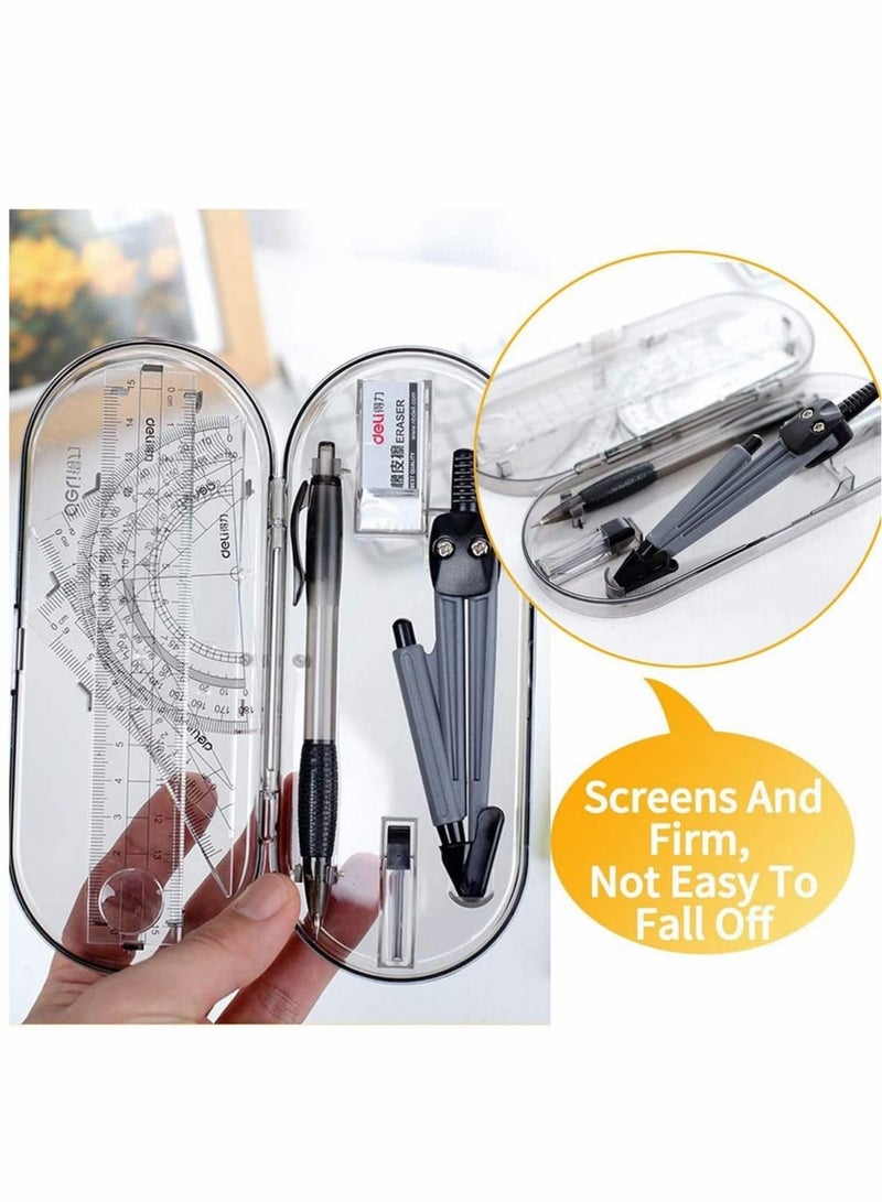 Captaintech Math Geometry Tool Plastic Clear Ruler Sets Protractor Triangular Ruler Drawing Compass for School Student Classroom, High Quality Material for Long Time and Durable Use - Image 3