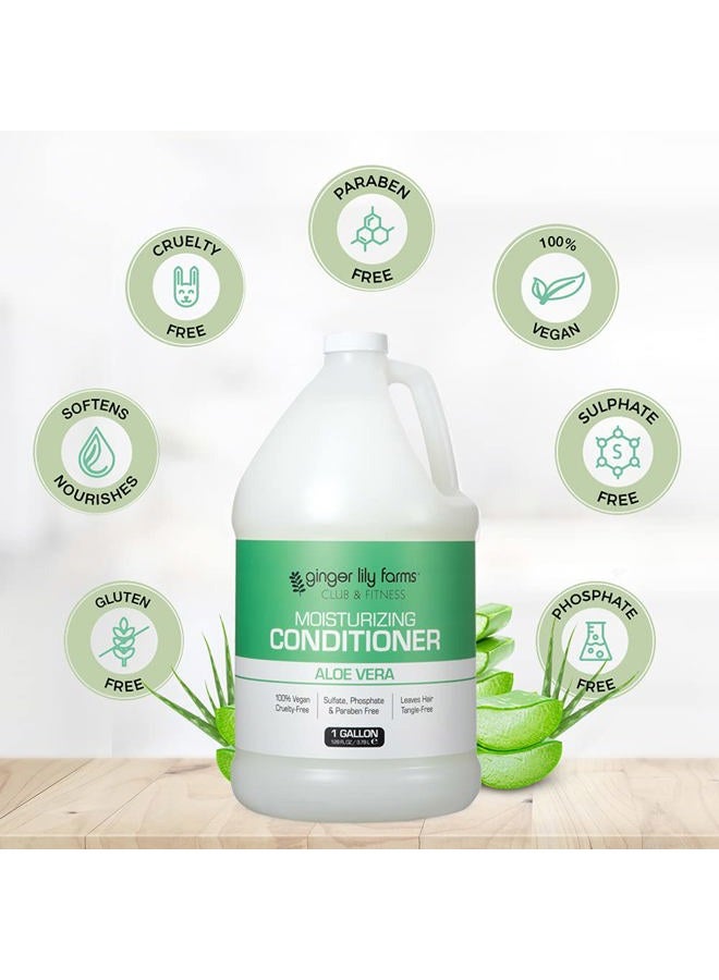 ginger lily farms Club & Fitness Moisturizing Conditioner for Dry Hair, 100% Vegan & Cruelty-Free, Aloe Vera Scent, 1 Gallon (128 fl oz) Refill, white - Image 4