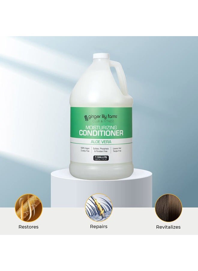ginger lily farms Club & Fitness Moisturizing Conditioner for Dry Hair, 100% Vegan & Cruelty-Free, Aloe Vera Scent, 1 Gallon (128 fl oz) Refill, white - Image 5
