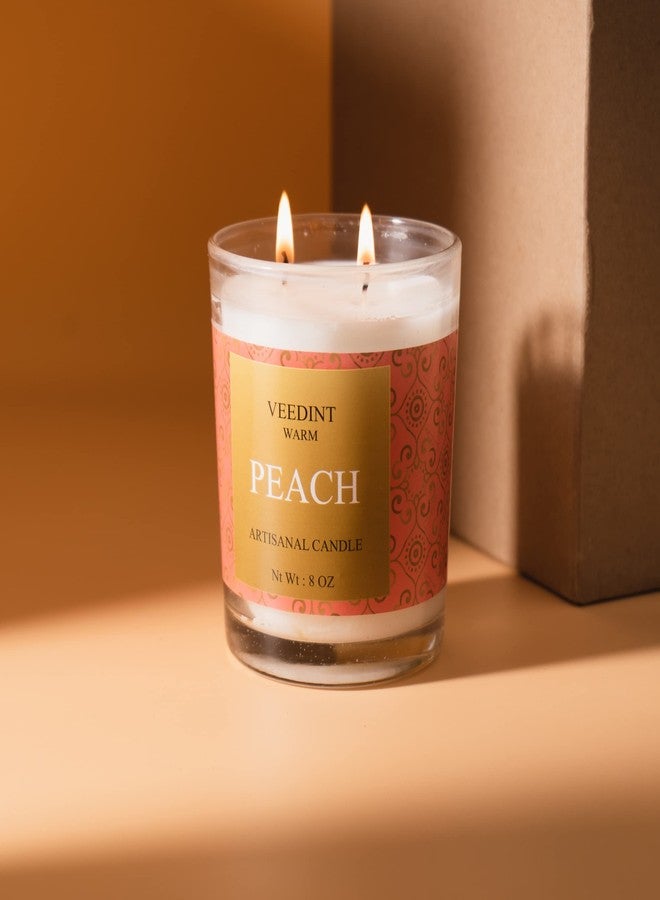 Veedint Candle Scented Candles, Jar Candle, Burn Time - 24 hrs, Metal Lid, 2 - Wick (Peach) - Image 2