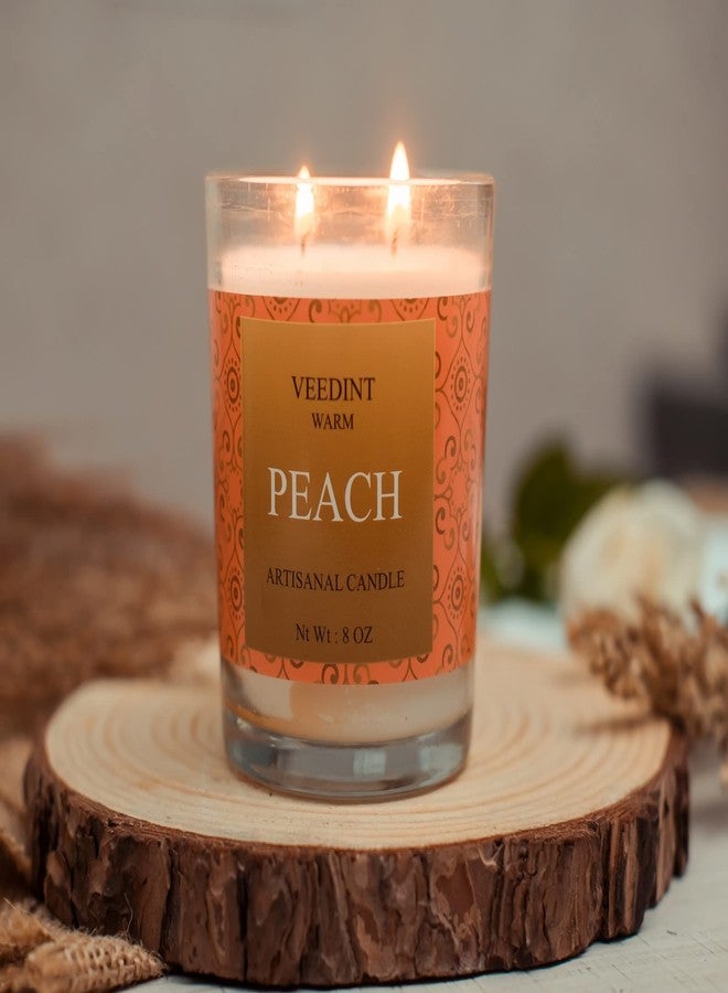 Veedint Candle Scented Candles, Jar Candle, Burn Time - 24 hrs, Metal Lid, 2 - Wick (Peach) - Image 4