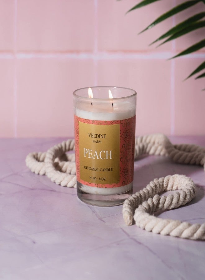 Veedint Candle Scented Candles, Jar Candle, Burn Time - 24 hrs, Metal Lid, 2 - Wick (Peach) - Image 1