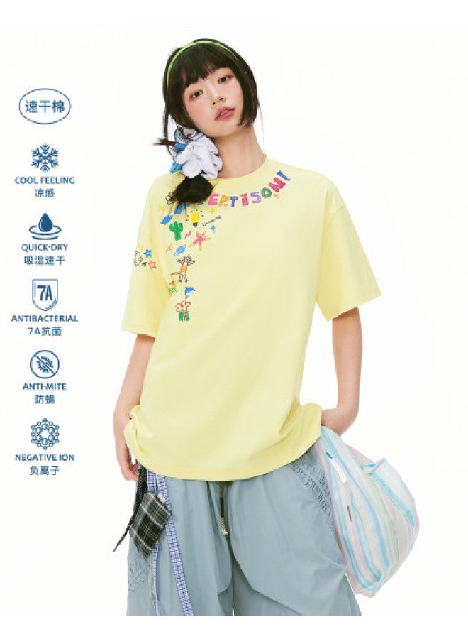 EPTISON Creative Colorful Cartoon Print Cool & Quick-dry Short Sleeve T-shirt For Women & Men - Image 1