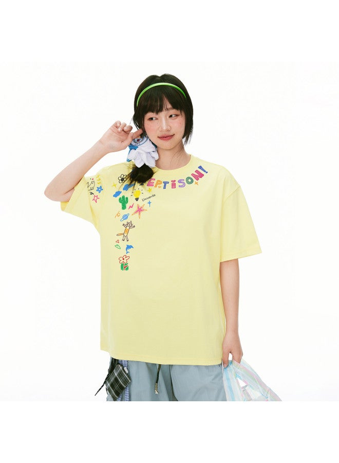 EPTISON Creative Colorful Cartoon Print Cool & Quick-dry Short Sleeve T-shirt For Women & Men - Image 3