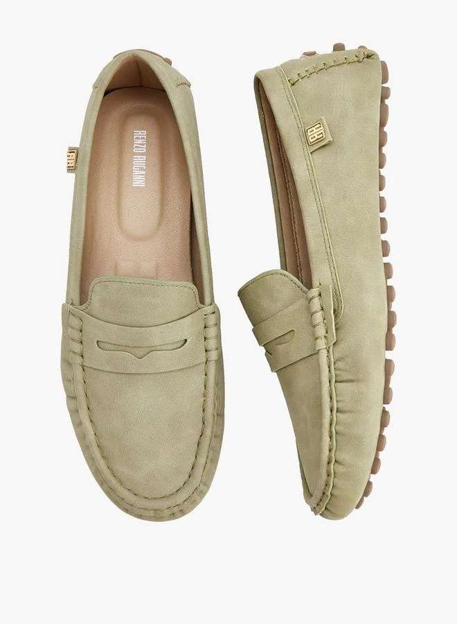 Renzo Ruganni GREEN Women Animal Print Slip-On Loafers for Women | Best Price UAE