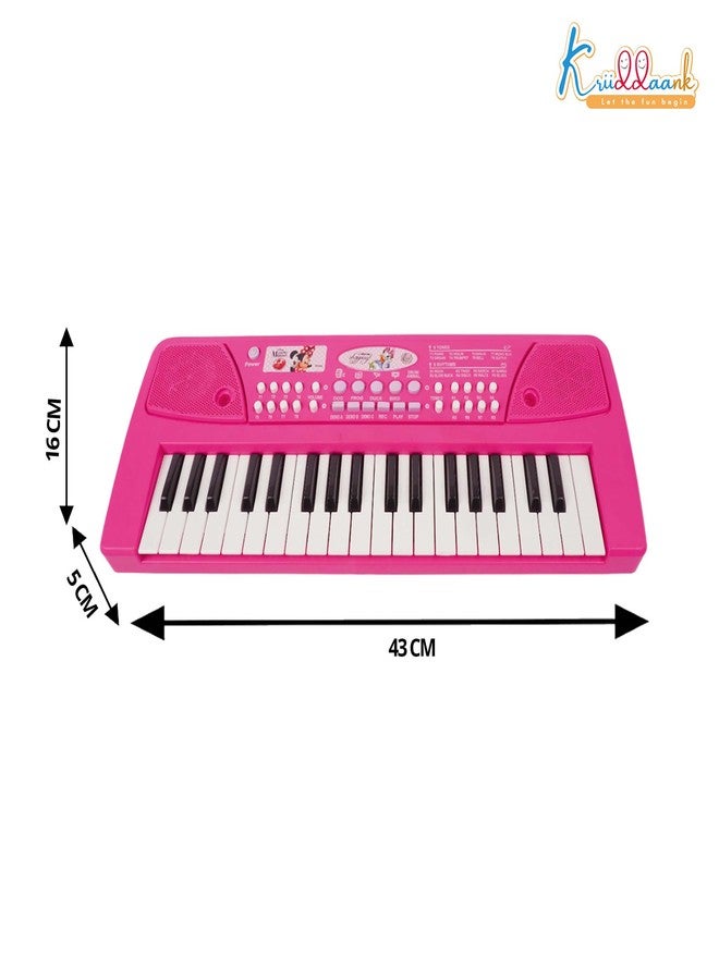 Kriiddaank Minnie Keyboard Piano for Kids - 37 Keys Musical Toy with Microphone, 8 Rhythms, 8 Tones & USB Power - Educational Learning Instrument & Birthday Gift for Girls Ages 3+ Years (Pink) - Image 3