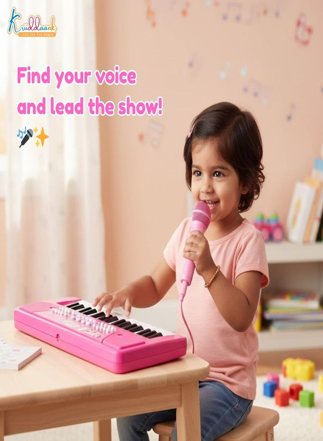 Kriiddaank Minnie Keyboard Piano for Kids - 37 Keys Musical Toy with Microphone, 8 Rhythms, 8 Tones & USB Power - Educational Learning Instrument & Birthday Gift for Girls Ages 3+ Years (Pink) - Image 5