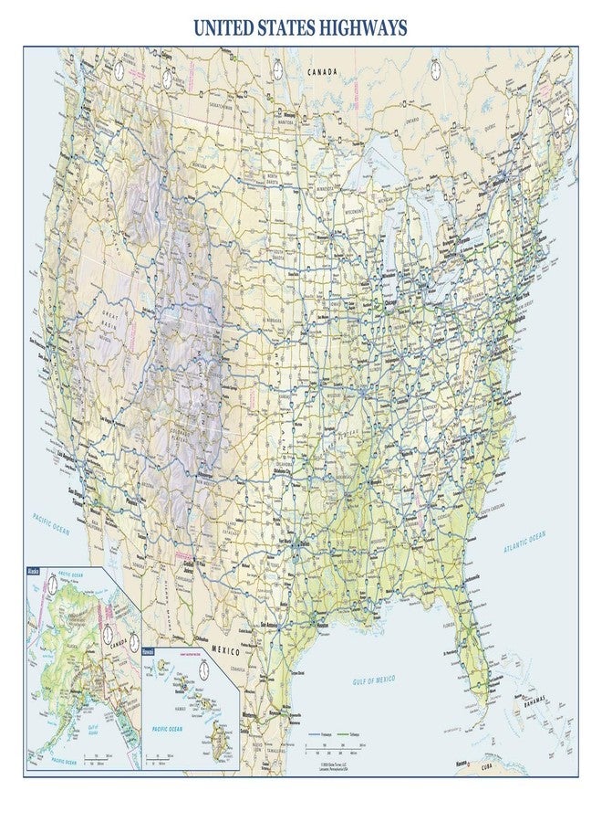 Globe Turner USA Interstate Highways Large Wall Map - 36 x 24.75 Laminated - Image 1