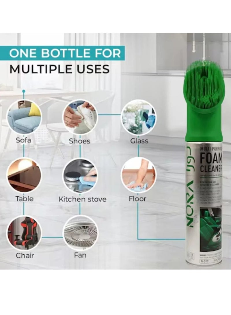 Nora Multi-Purpose Foam Cleaner with Built-in Brush for Upholstery, Glass, and Interior Surface Cleaning - 300ml  - Image 2