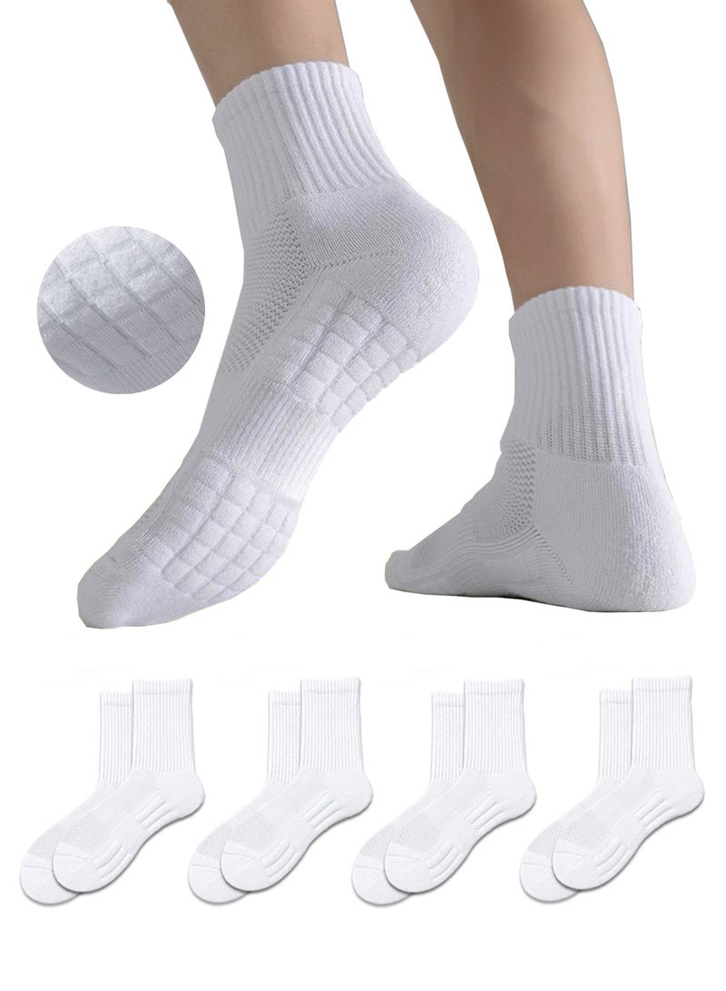 infino جوارب رجالية رياضية ببطانة قطنية وفتحات تهوية، تصميم مريح، تقنية مضادة للانزلاق - مثالية للجري وكرة السلة والاستخدام اليومي (عبوة من 4 أزواج، أبيض) - Image 1