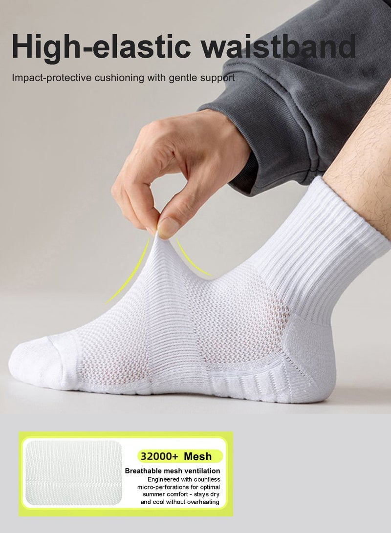 infino جوارب رجالية رياضية ببطانة قطنية وفتحات تهوية، تصميم مريح، تقنية مضادة للانزلاق - مثالية للجري وكرة السلة والاستخدام اليومي (عبوة من 4 أزواج، أبيض) - Image 3