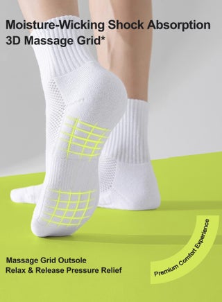 Men's Cotton Towel-Sole Sports Socks with Breathable Mesh, Ergonomic Design, Anti-Slip Technology for Running, Basketball, and Casual Wear (4-Pair Pack, White) - view 4