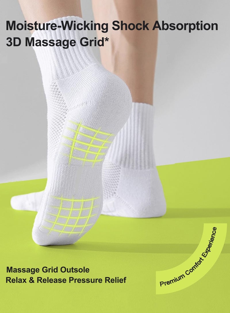 infino جوارب رجالية رياضية ببطانة قطنية وفتحات تهوية، تصميم مريح، تقنية مضادة للانزلاق - مثالية للجري وكرة السلة والاستخدام اليومي (عبوة من 4 أزواج، أبيض) - Image 4