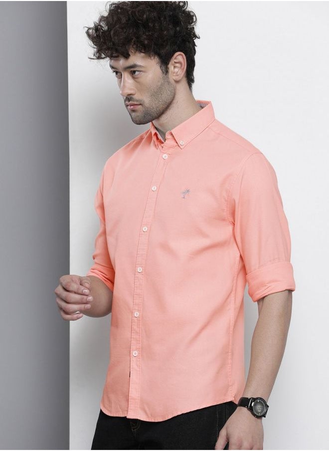 The Indian Garage Co Men Slim Fit Placement Embroidered Full Sleeves Cutaway Collar Casual Shirt  - Image 3