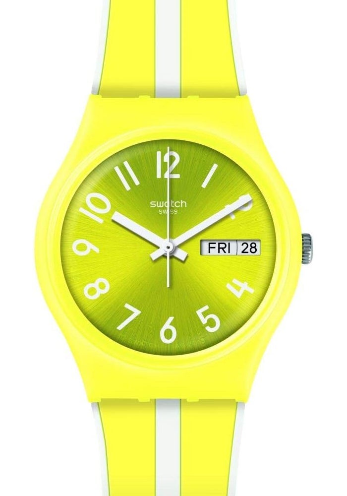 Swatch Unisex Adult Analogue Quartz Watch with Silicone Strap GJ702 - Lemoncello Yellow Dial - Image 1