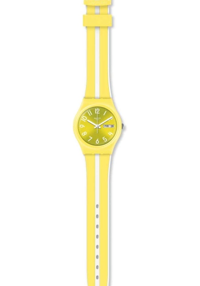 Swatch Unisex Adult Analogue Quartz Watch with Silicone Strap GJ702 - Lemoncello Yellow Dial - Image 2