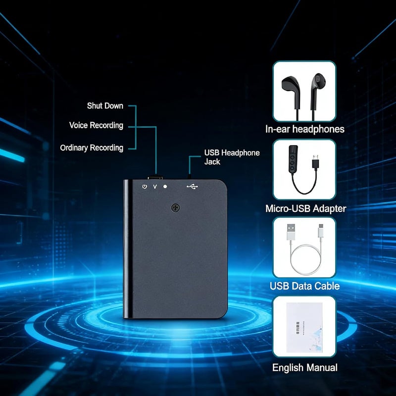 جابي 32GB Mini Voice Activated Recorder, 350 Hours Playback Voice Recorders with of Recording Capacity and 20 Hours Continuous Recording Time, for Lecture/Interview/Meeting/Teaching Recording Device - Image 2